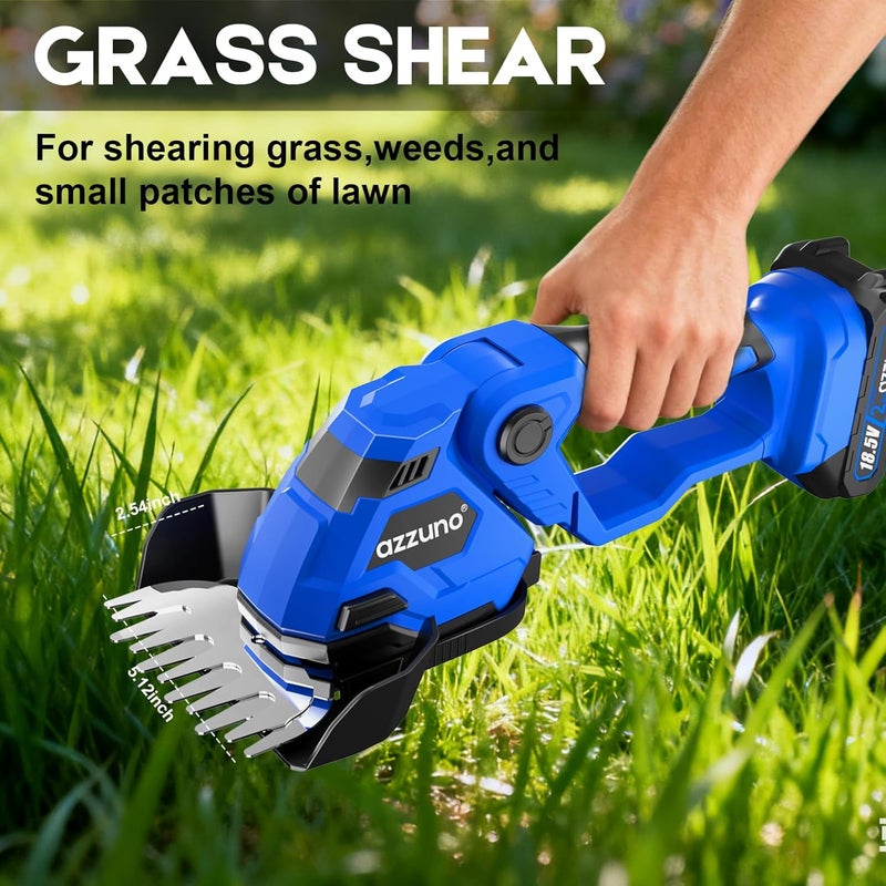 AZZUNO Hedge Trimmer Cordless, 2-in-1 Battery Powered Electric Hedge Trimmer&Grass Shears with Battery and Charger Included,Handheld Grass Cutter Shrub Trimmer for Gardens, Yards, Lawns - Image 4